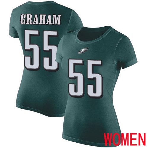 Women Philadelphia Eagles #55 Brandon Graham Green Rush Pride Name and Number NFL T Shirt->women nfl jersey->Women Jersey